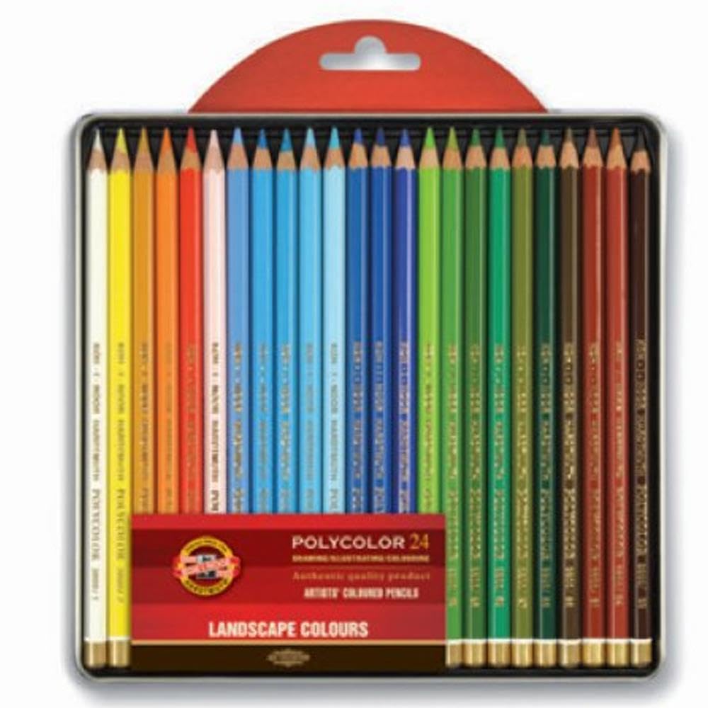 Koh-I-Noor Polycolor Artist's Coloured Pencils - Landscape - Set of 24 in Tin Box