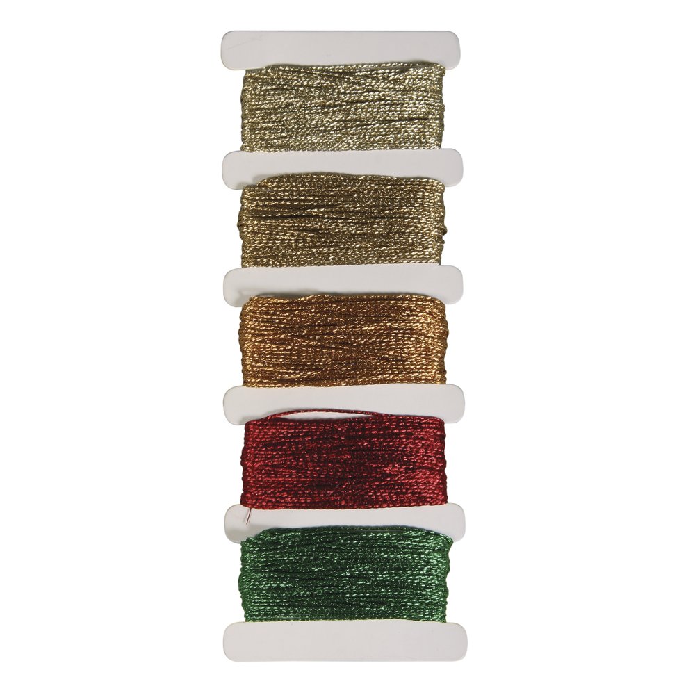 Rayher 53587616 Metallic di filato Stitch & Knot, 5 colori Je 10 m in assortiti, Oro