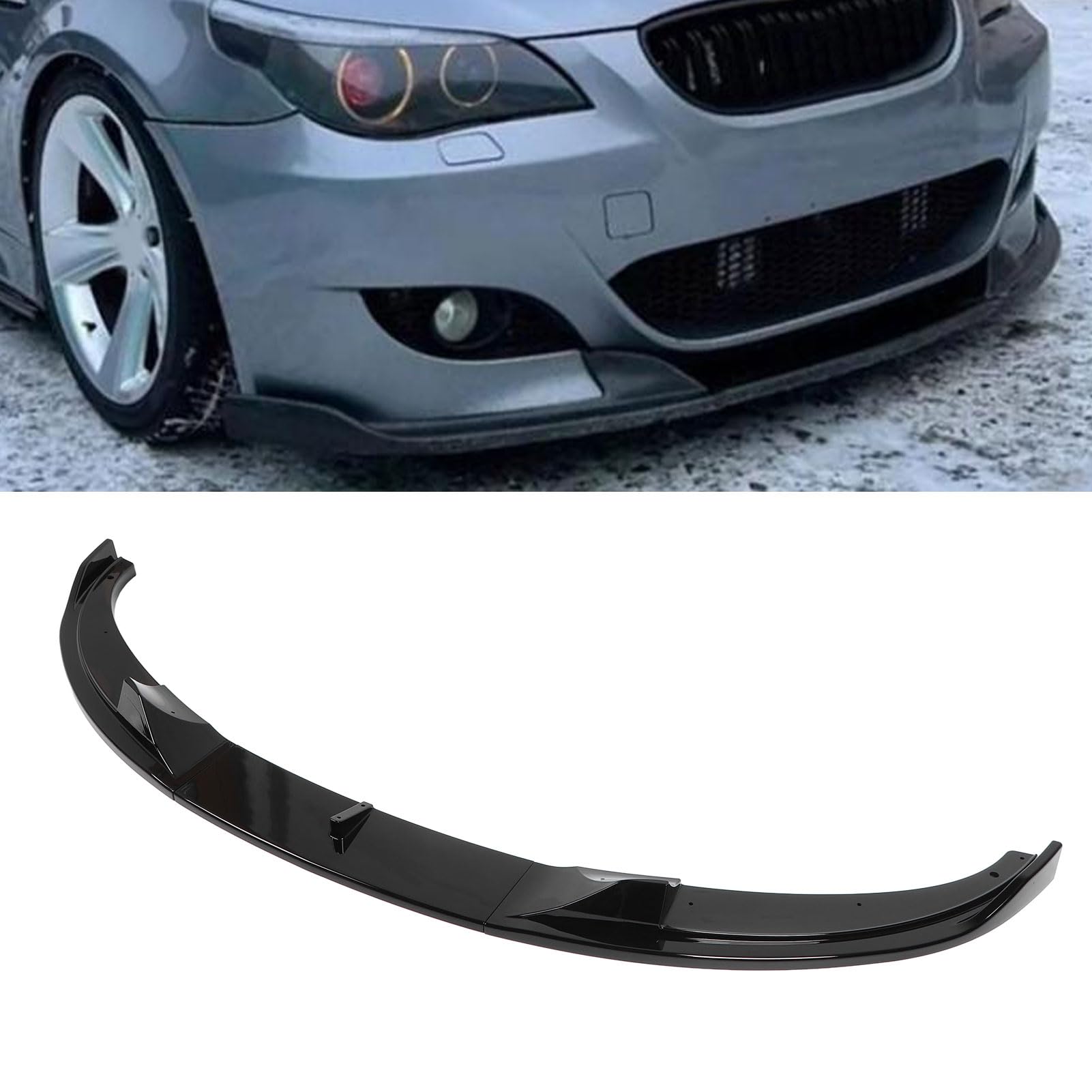 Spoiler przedniego zderzaka, 3PCS Zestaw body splittera przedniego zderzaka do E60 E61 M5 2005-2010, Automotive Lip Chin Splitter, Wymiana dyfuzora przedniego spojlera wargowego