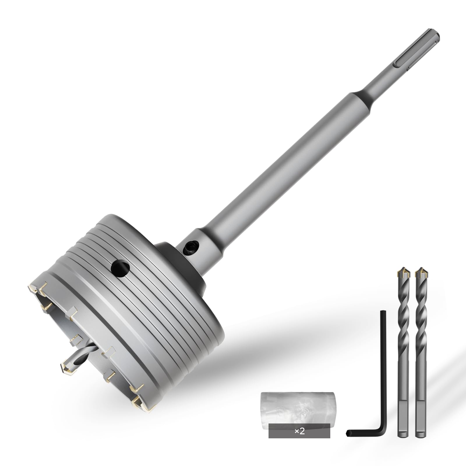 CSOOM Concrete Hole Saw 4-1/8" (105mm) with 220mm SDS Plus Shank Connecting Rod, Carbide Cement Hole Saw for Concrete Cement, Brick Wall Stone