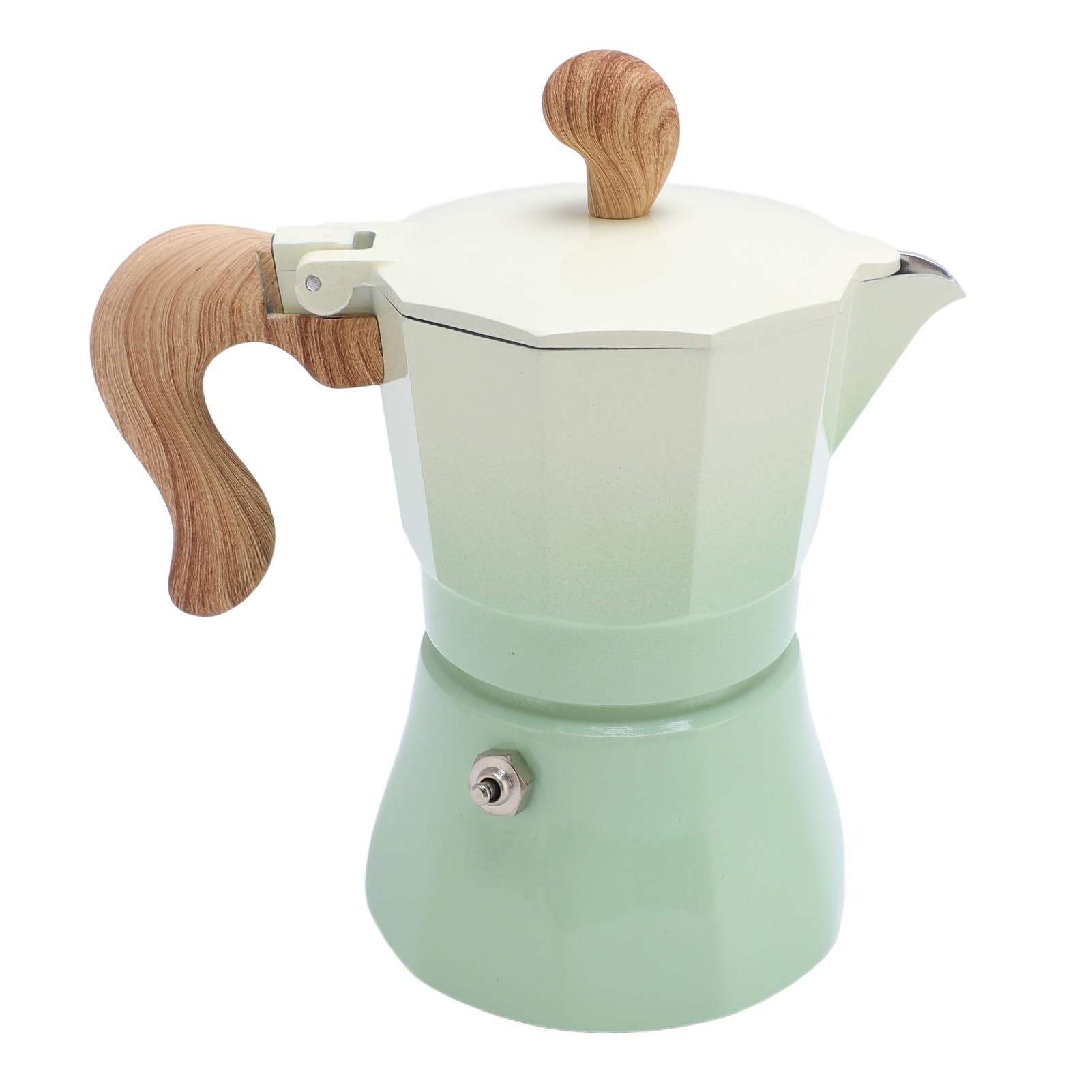 150ml Stovetop Coffee Maker, Aluminum Alloy Coffee Pot with Single Valve for Coffee Lovers Beginners, Traditional Brewing Rich Flavor (Gradient Green)