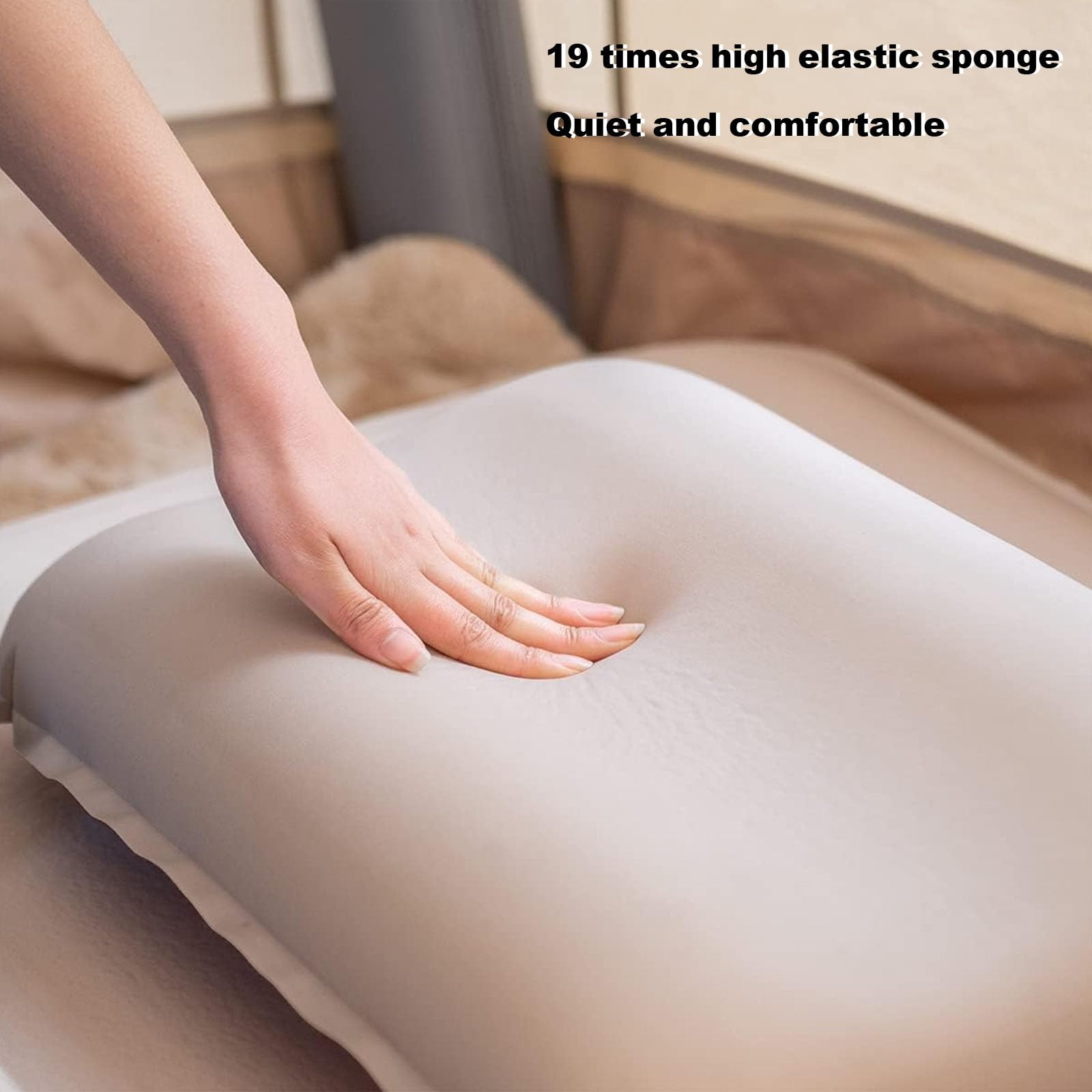 Oreiller De Camping Auto-Gonflant, Oreiller Silencieux en Éponge Hautement Élastique, Oreiller Cervical Ultraléger, Oreiller Gonflable Compressible pour Voiture, Plage, Bureau, Oreiller De Voyage