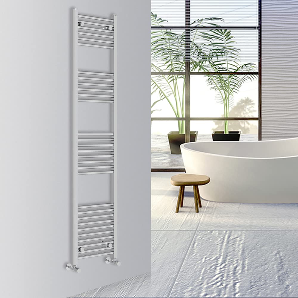 Warmehaus Straight Bathroom Heated Towel Rail Warmer 1800x400mm Chrome