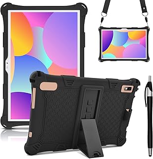 DETUOSI Case for VASTKING KingPad K10/Z10 with Stylus Pen & Shoulder Strap, 10 inch Lightweight Silicone Protective Cover for VASTKING KingPad K10 Pro, BYYBUO SmartPad T10 10.1 inch, Black