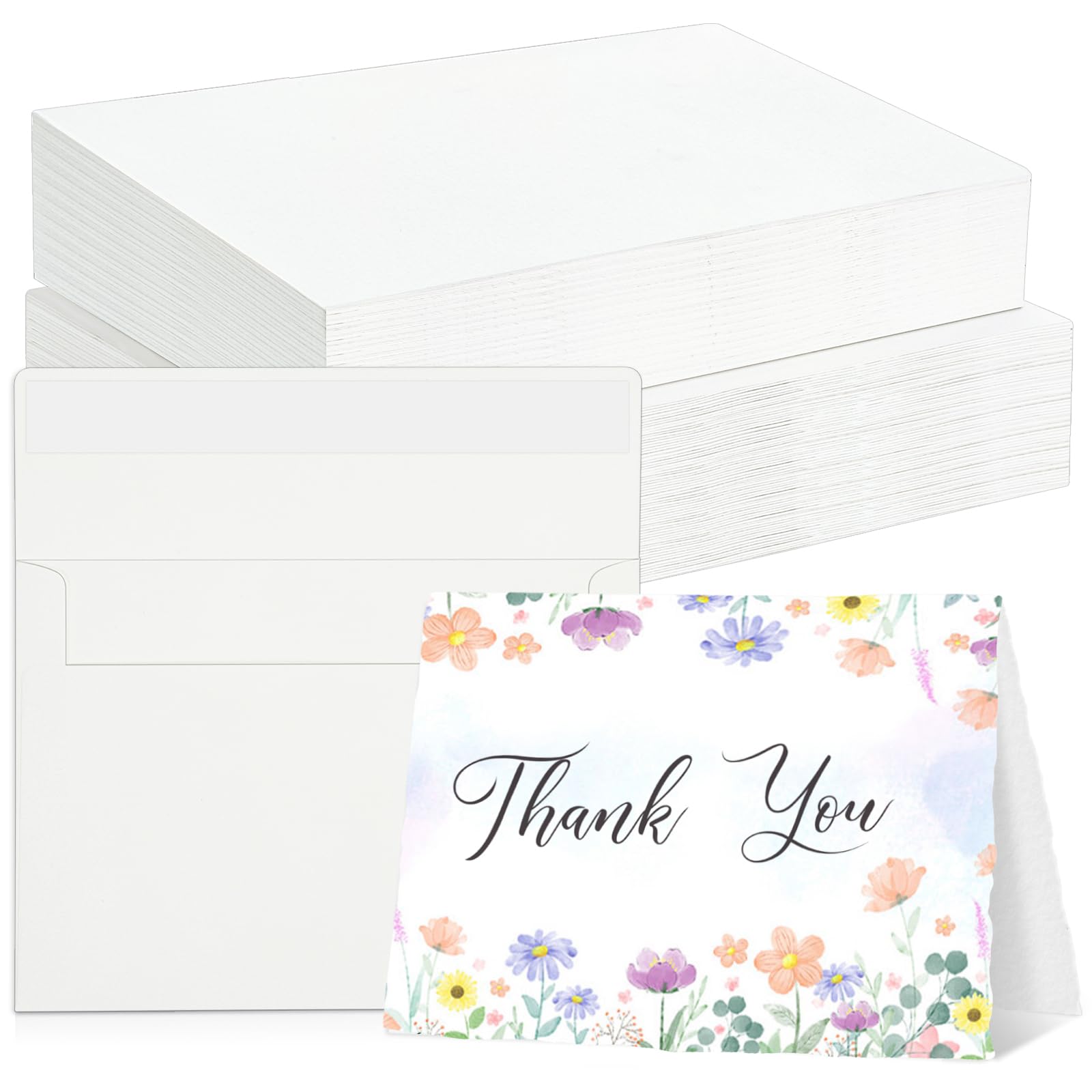 60 Sets Watercolor Cards with Envelopes, 140 lb/300 GSM Deckled Edge Paper Card, 4x6 Inch Foldable Blank and Envelopes for Greeting Card, Wedding Invitations, Thank You Cards