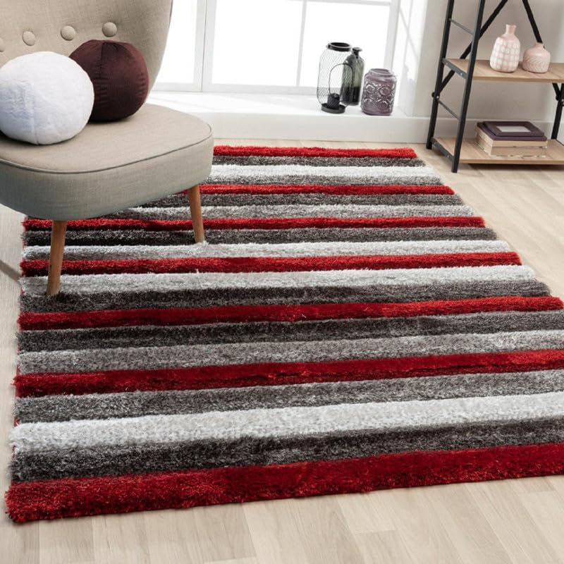 Carpets for Living Room Floral Shag Collection Rainbow Moroccan Non -Shedding Carpet for Home 2inch Pile Carpet (size-4x4Feet,Color Black)