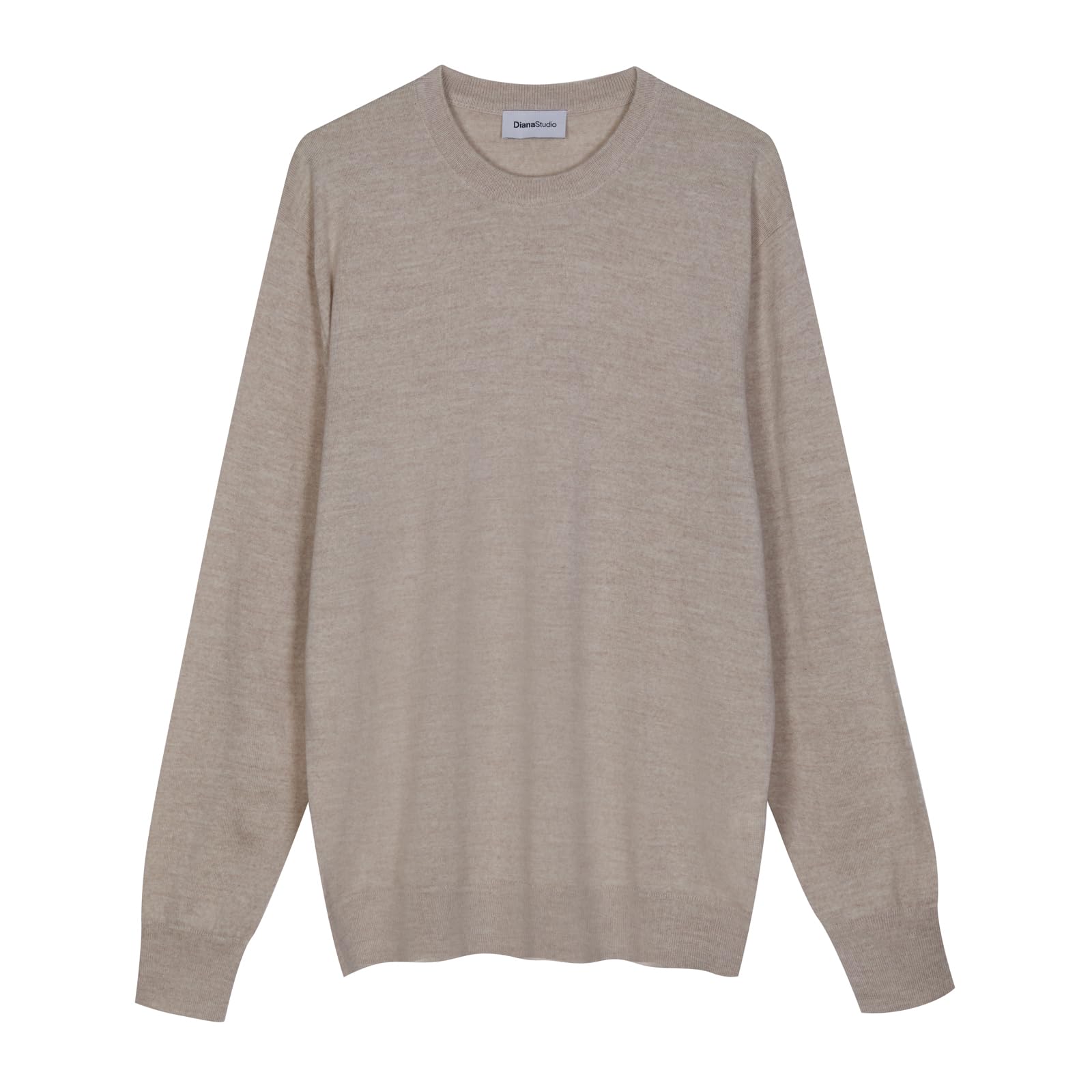 Diana Studio - Herren Basic Rundhalspullover, 100% Merinowolle, Einfarbig, Langarm, Regular Fit