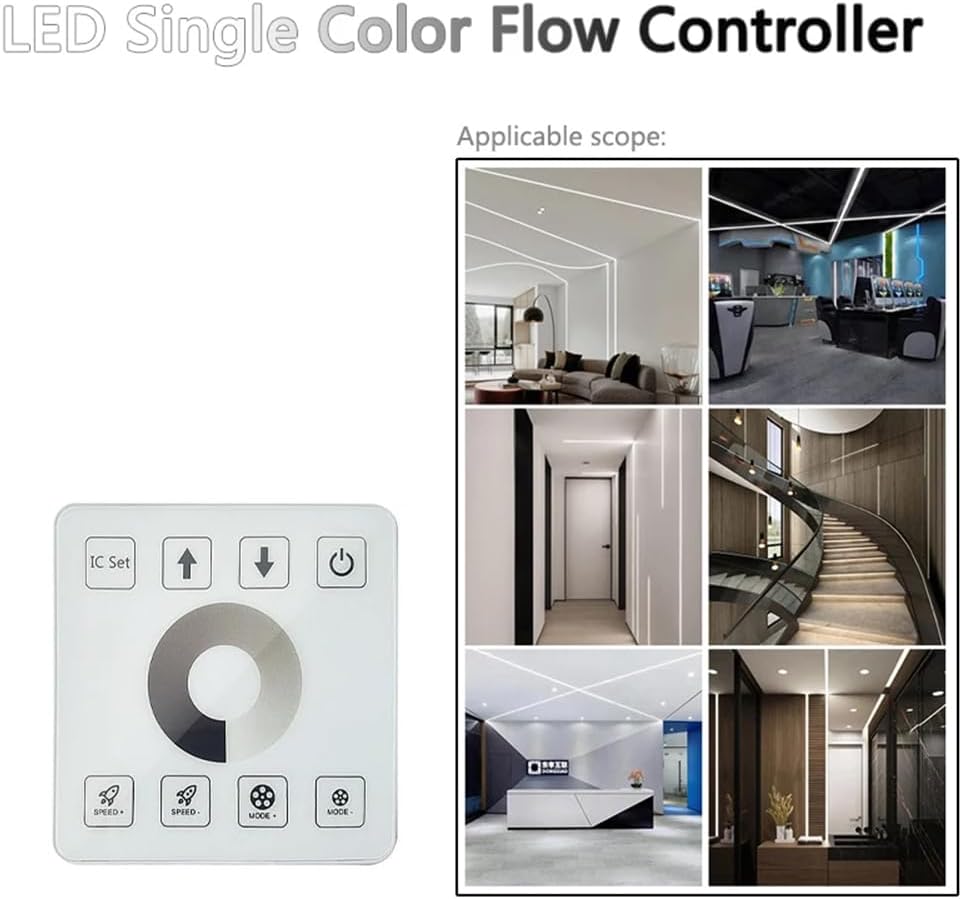 DC12-24 RF LED Pixel Strip Controller led Light Flow Water Wireless Touch Dimmer Panel for WS2811 Running Water Running Horse Racing Strip Light (1To2 Control)