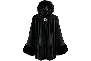 Dahlia Women's Winter Poncho Cape With Faux Fur Trim