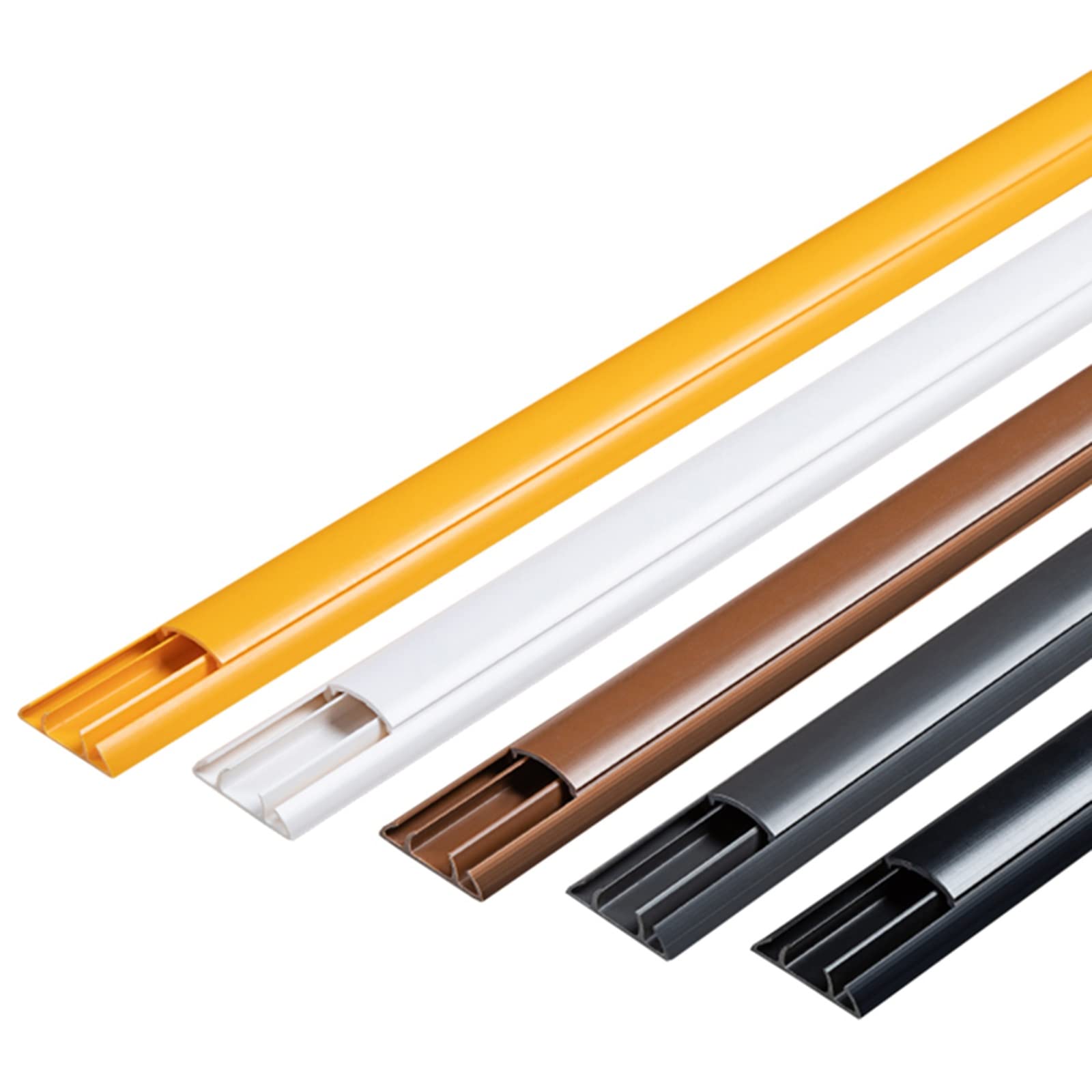 Strisce per Pavimento per Nascondere I Cavi, Copricavo Bianco Nero Oro Marrone per Cavi TV Montati A Parete, Autoadesive, Kit di Gestione dei Cavi Elettrici Rigidi sotto La Scrivania (Colore: Grigio