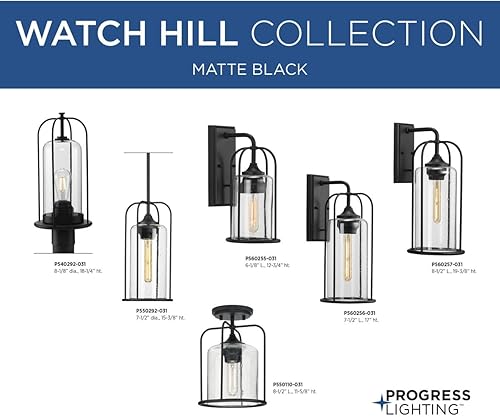 Miniatura 5 de Watch Hill Collection - Farol de pared grande con textura de cristal transparente negro con textura de 1 luz para casa de campo