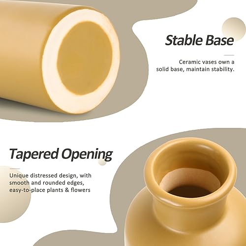 Miniatura 3 de Eyamumo Juego de 3 jarrones de cerámica para decoración del hogar, pequeños y grandes, jarrones decorativos rústicos para decoración moderna de