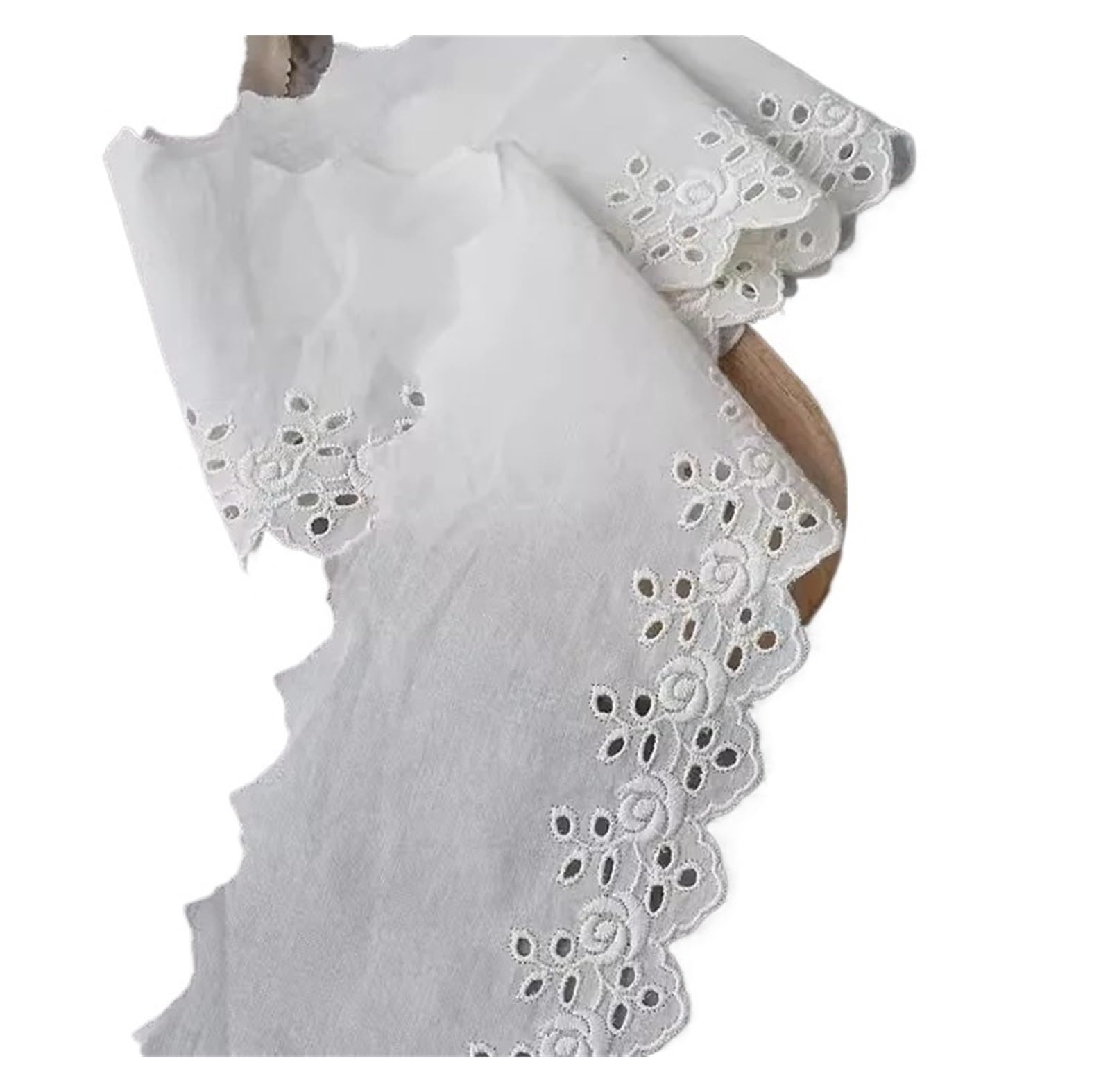 Ruban Dentelle Tissu en coton Beige abricot, 3 mètres/lot, broderie creuse, garniture dentelle, vêtements faits à la main, rideaux de robe, ruban décoratif lisière pour Vêtements(C Beige 9.5cm,5Yard)