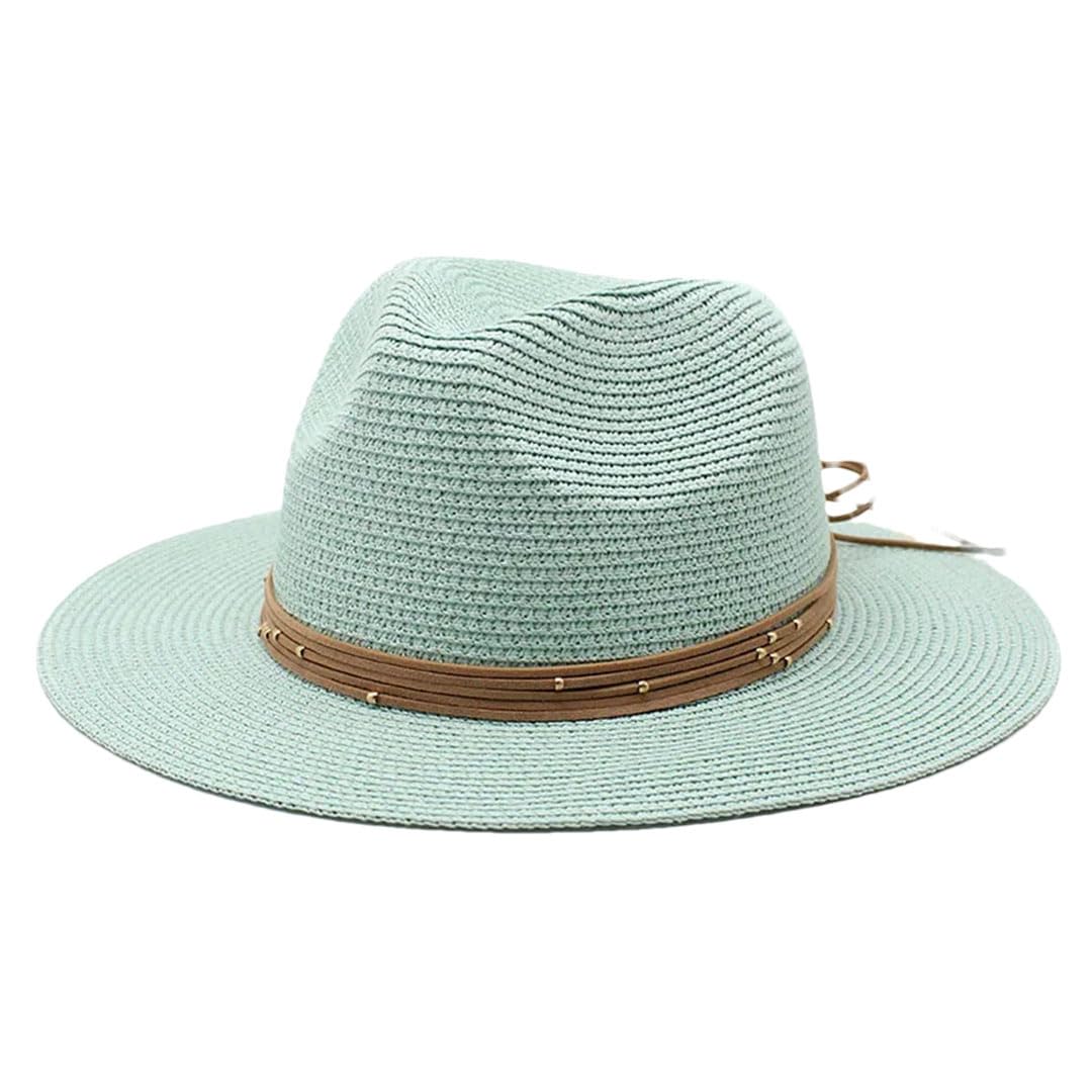 EYRMQWJPC Wide Brim Sun Hat, Women Straw Sun Beach Party Panama Hat 7 cm Brim Multicolor Multiple Sizes(Mint En8,M)