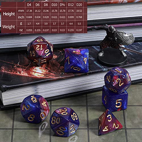 Image of CiaraQ 7pcs Polyhedral Dice Set for Dungeon and Dragons MTG Table Games
