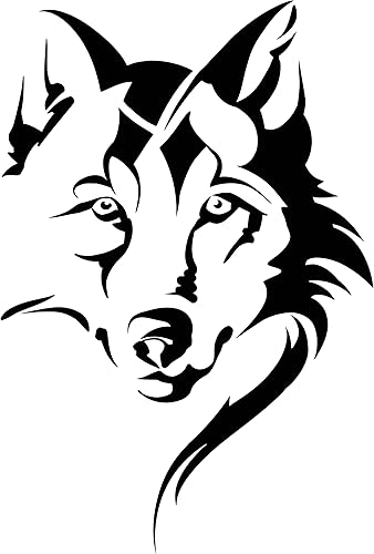 Vinilo adhesivo de pared de cabeza de lobo animal tribal arte decoración pegatinas (ig4146) negro mate