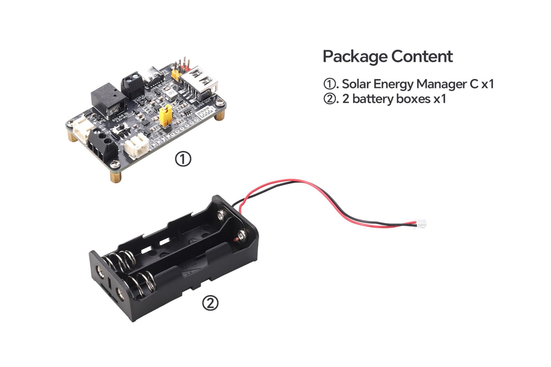 Solar Energy Manager C, DIY Solar Power Management Module for Education & Maker Projects, Supports 5V Solar Panel/USB Input, 3.3V/5V Output, Ba-ttery Protection for STEAM & IoT Learning