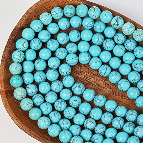 Image of 51pcs Natural Beads Round Gemstone Blue Turquoise Beads Loose Beads 8 MM || Natural Reiki Feng-Shui Healing Crystal Gem Stone Triple Protection Beads || Blue फिरोजा रत्न
