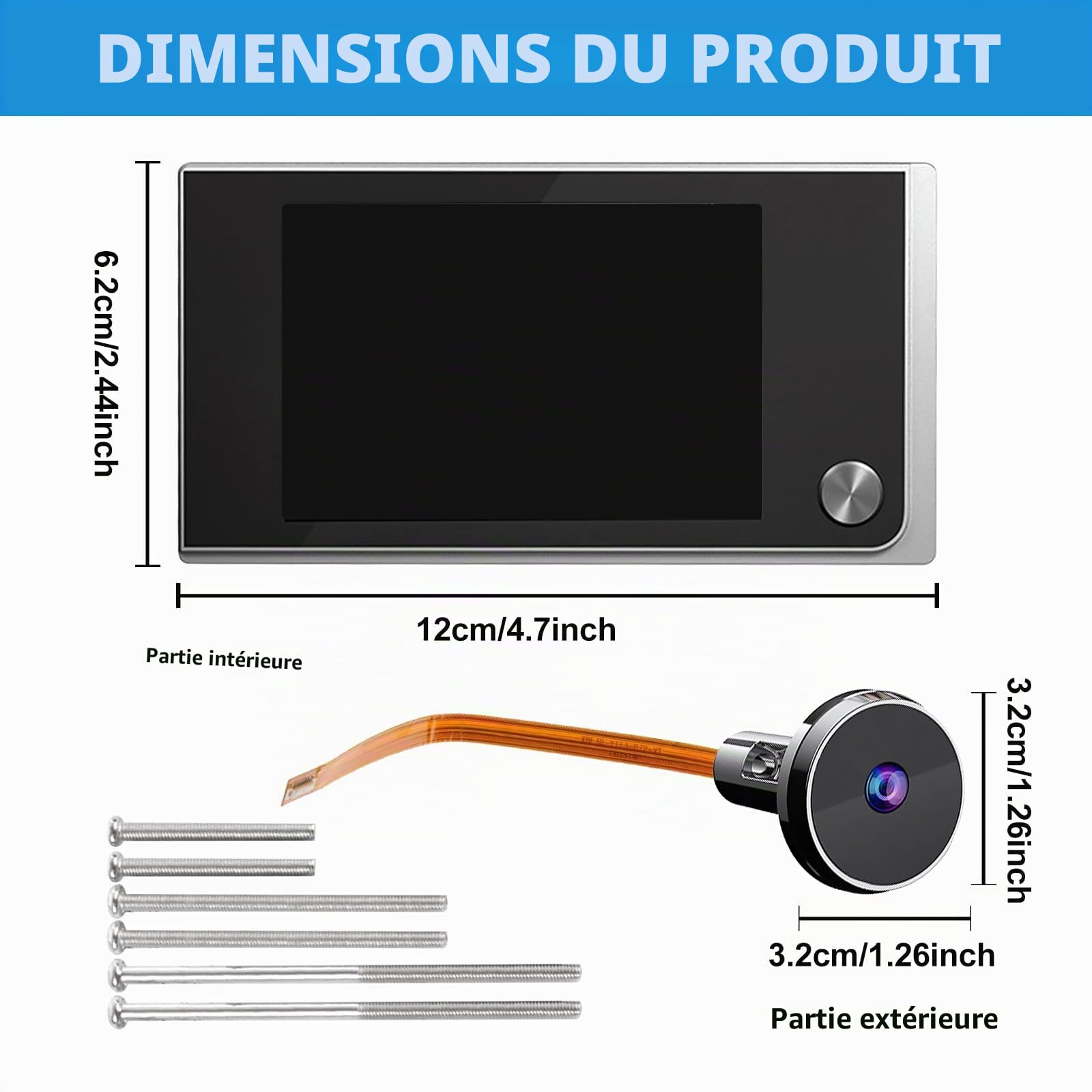 Leikurvo Judas électronique de porte 3,5 pouces LCD numérique judas de porte 170 degrés sonnette de porte visuelle électronique œil de chat vidéo maison judas sans vision nocturne