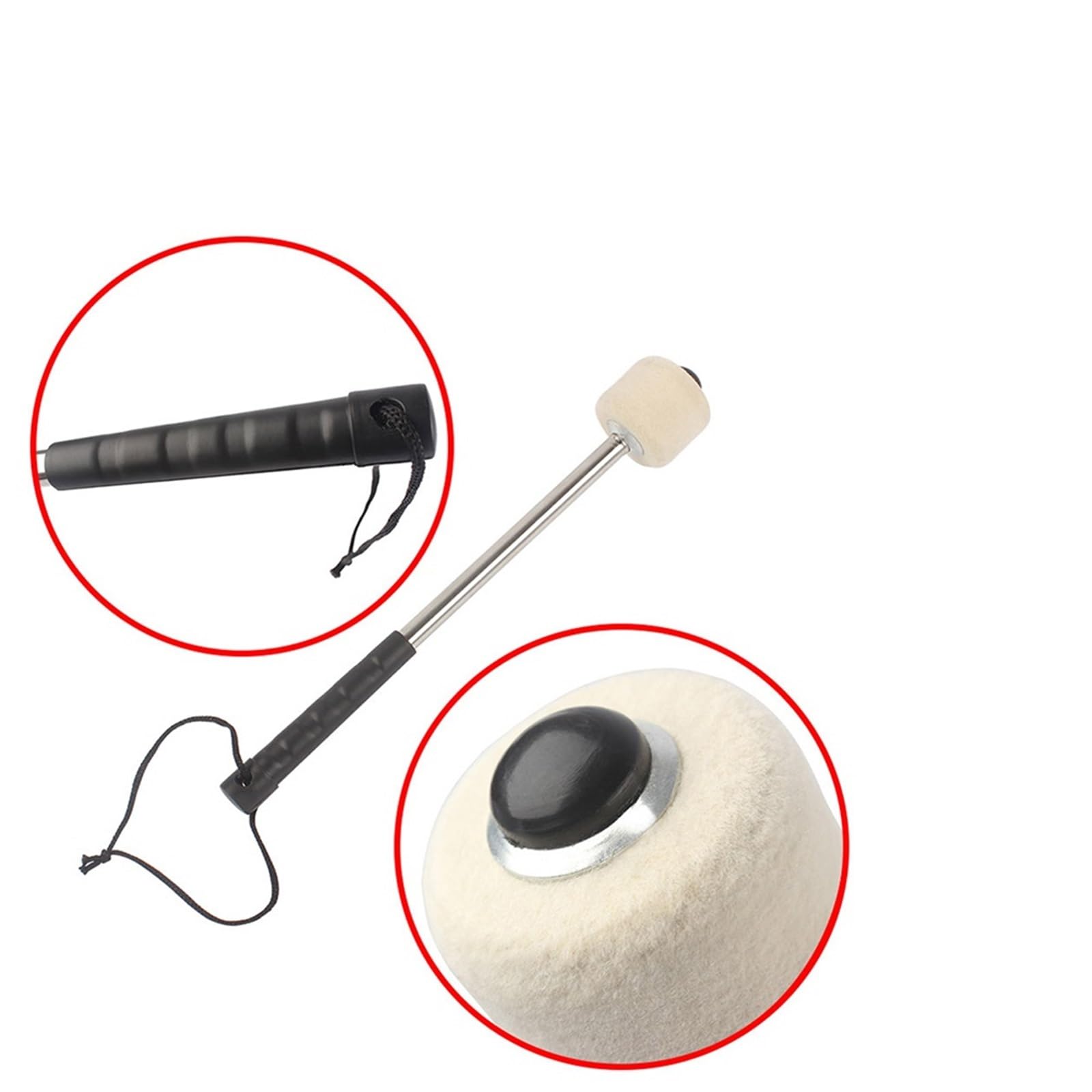 Bacchette Per Batteria Bass Drum Mallet Professional Marching Bass Felt Head Drumsticks with Hanging Rope Timpani Metal Drum Sticks Musical Instrument Per Batteria(2pcs)