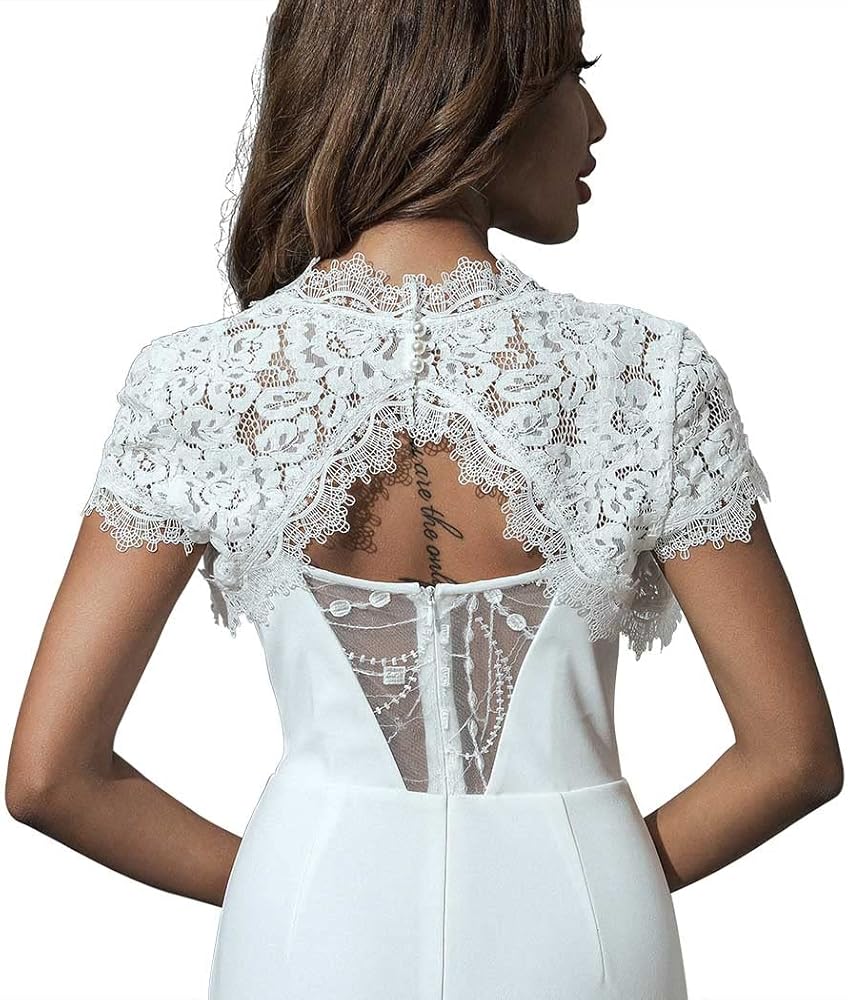 Short white jackets for dresses Clearance