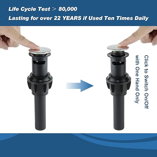 Miniatura 3 de Grandiance Desagüe para lavabo de baño con interruptor de encendidoapagado y colador de drenaje rápido integrado, tapón de drenaje desplegable para