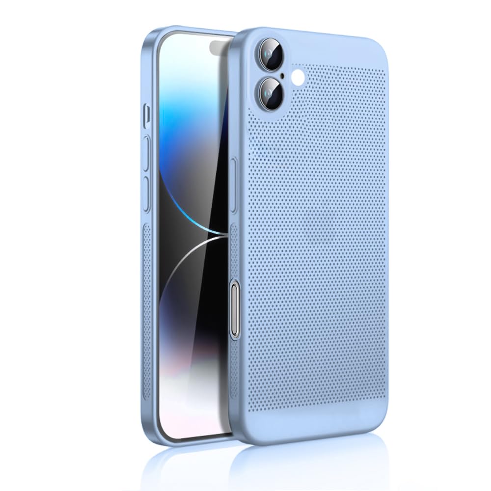 Dl3 Mobilak Case For iPhone 16 6.1-Inch Heat Dissipation Case with Built-in Camera Lens Protector Slim Fit Breathable Cooling Anti-Fingerprint Hard PC Back Shockproof Cover