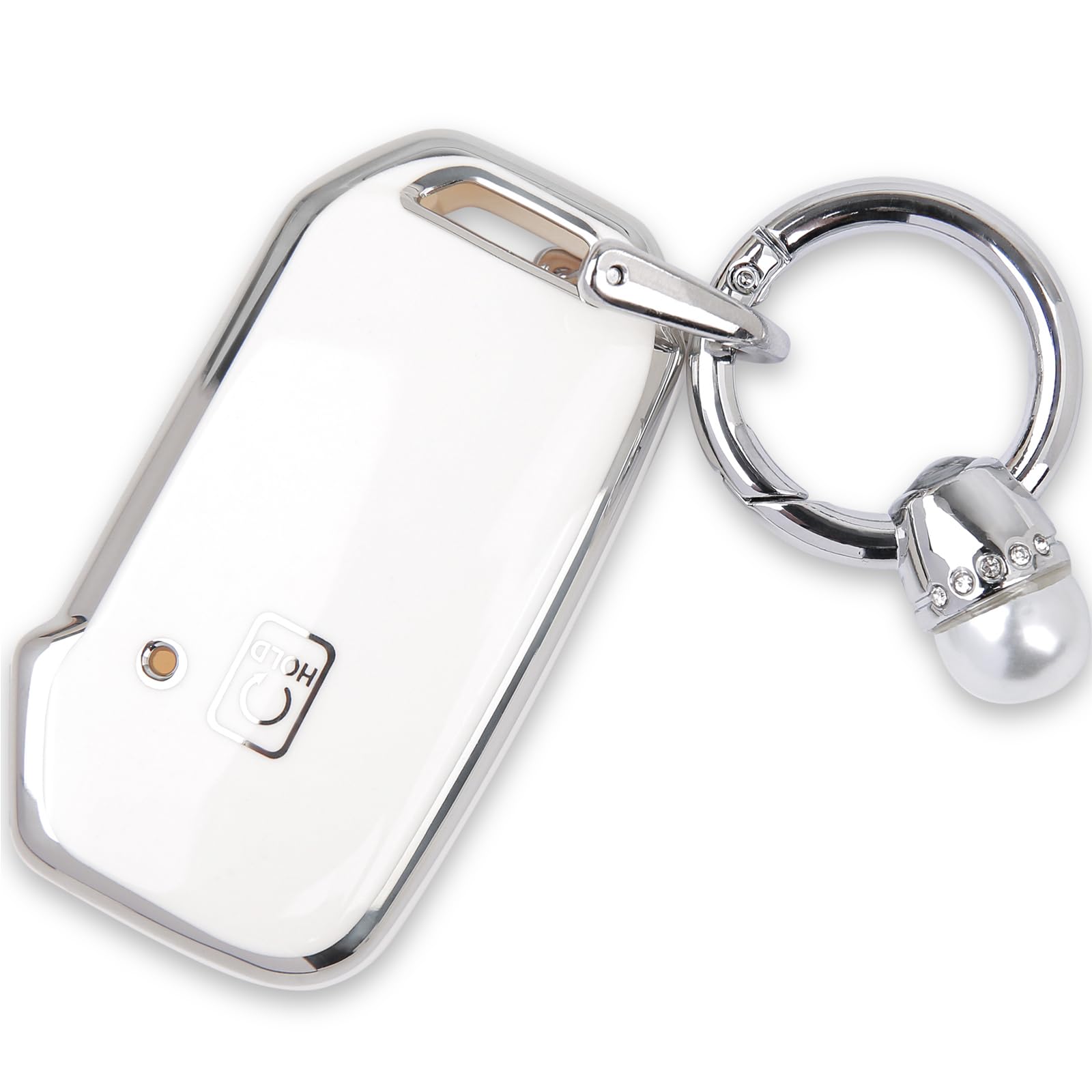 COGEEK Key Fob Cover with Pearl Key Ring, Compatible with Ceed Cerato Forte NIRO Seltos Sorento Soul Sportage Telluride K5 Cute Smart Key Protector for Girls Women