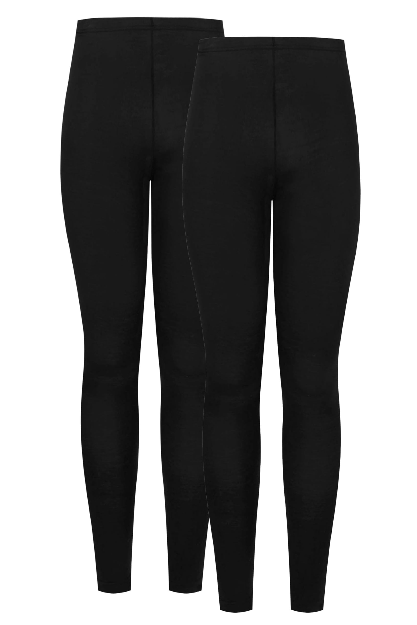 Long Tall Sally Black Cotton Leggings 2 Pack - High Rise Fit - Elasticated Waistband - "Made For Good" Range