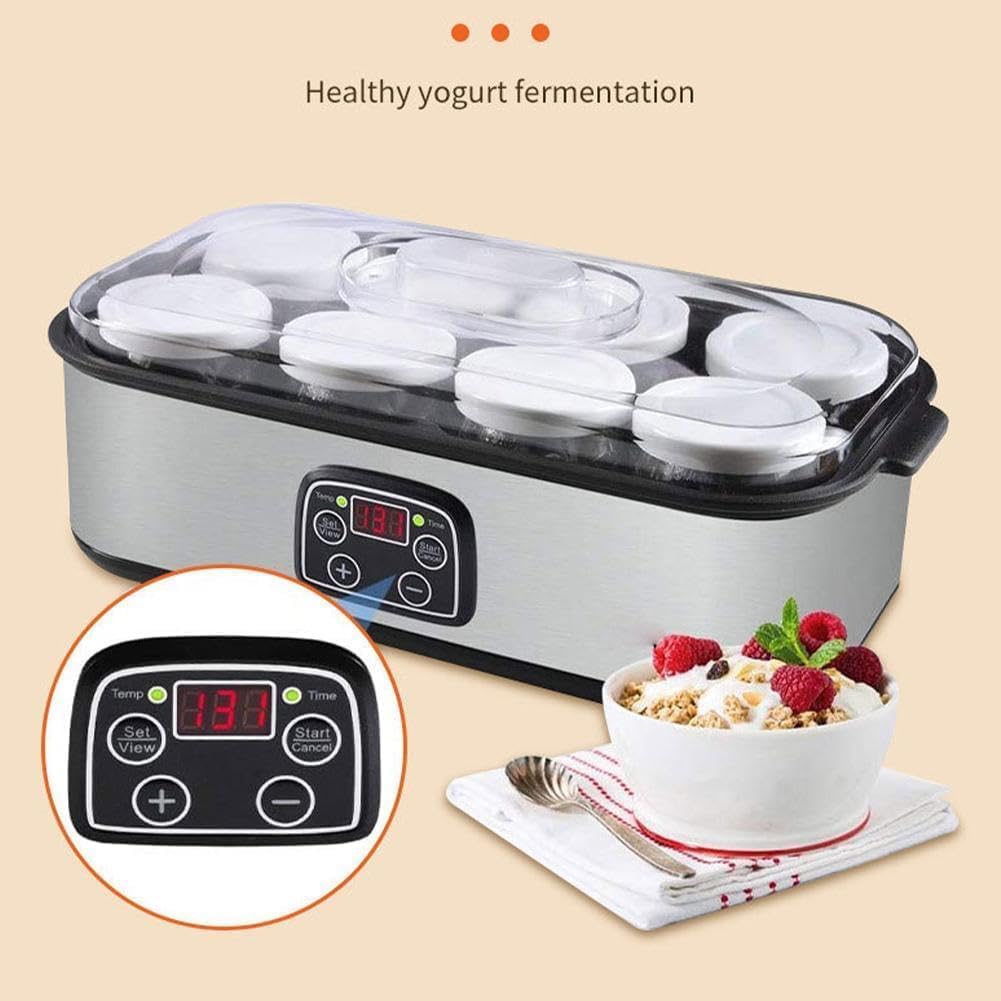 Ultimate Yogurt Maker con 8 tarros de vidrio, máquina automática de yogur de 1400 ml, máquina eléctrica multifunción para yogur orgánico, natto, regalo de salud para hombres y mujeres