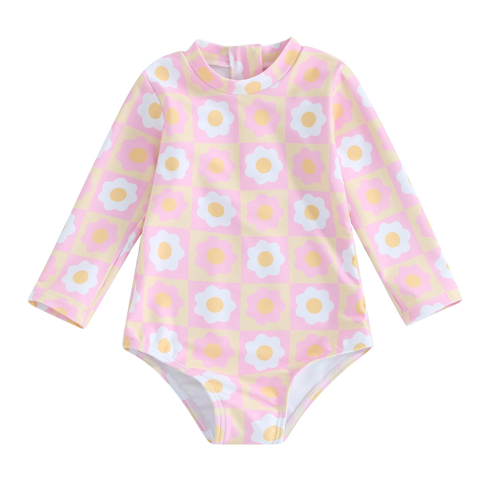 HodJIU Traje de baño para bebé y niña, antirrayos UV, traje de baño de manga larga, con sombrero