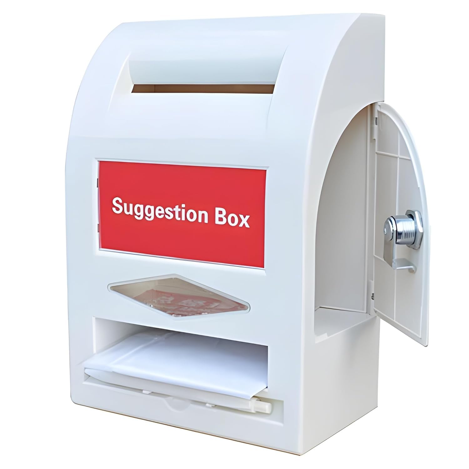 Bilivina Suggestion Box with Lock, White, Wall Mount or Table Top, Multipurpose Letter, Complaint and Donation Box-image-33