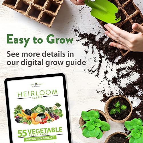 55 Heirloom Vegetable Seeds | 27,500+ Non Gmo Garden Seed Variety Pack | Gardening Seeds For Planting Vegetables And Fruits, & Lettuce | Prepper Supplies | Survival Gear | Spring, Summer, Fall #TOP5