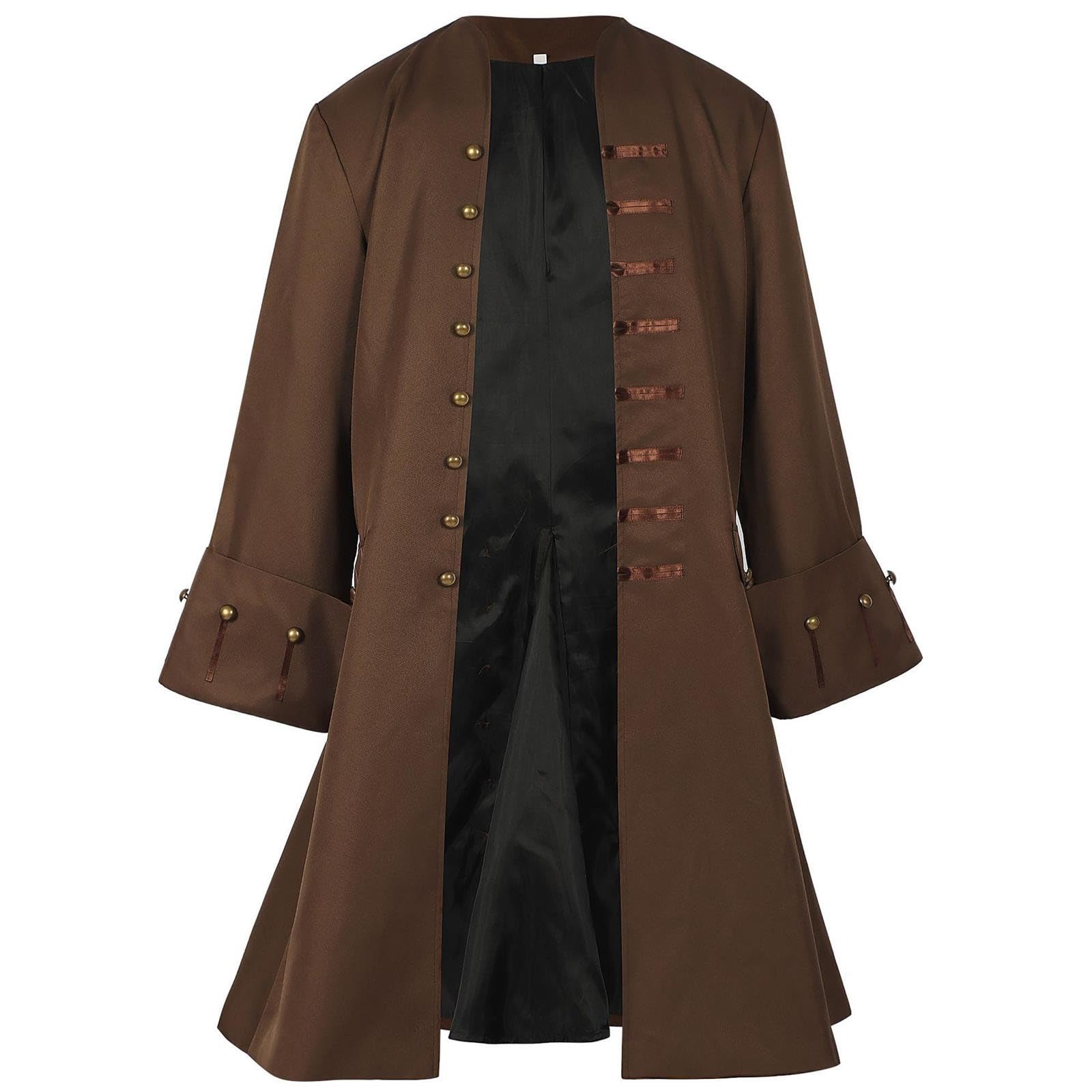 Piraten Mantel Herren Vintage Retro Mantel Faschingskostüme Männer Mittelalter Jacke Cosplay Kostüm Outfit Mittelalterliche Jacke Cosplay Requisiten Halloween Karneval Wikinger Outwear