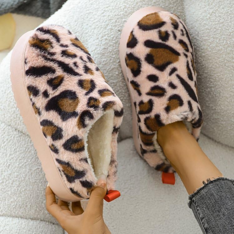 Women Mini Boots Leopard Slippers for Women Platform Slippers Indoor Outdoor Winter House Shoes Faux fur boots4
