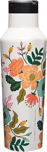 Corkcicle Rifle Paper Co. - Botella de agua aislada para viaje, color crema brillante vivo, 20 onzas