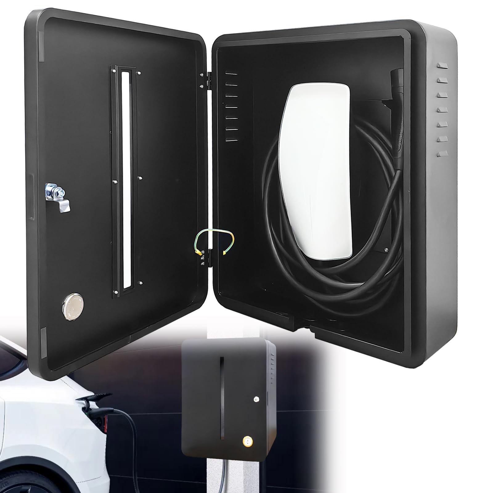 charger station box mount for tesla - durable outdoor charging station, tesla gen 3 compatible - weatherproof and theftproof home accessory (106-b)