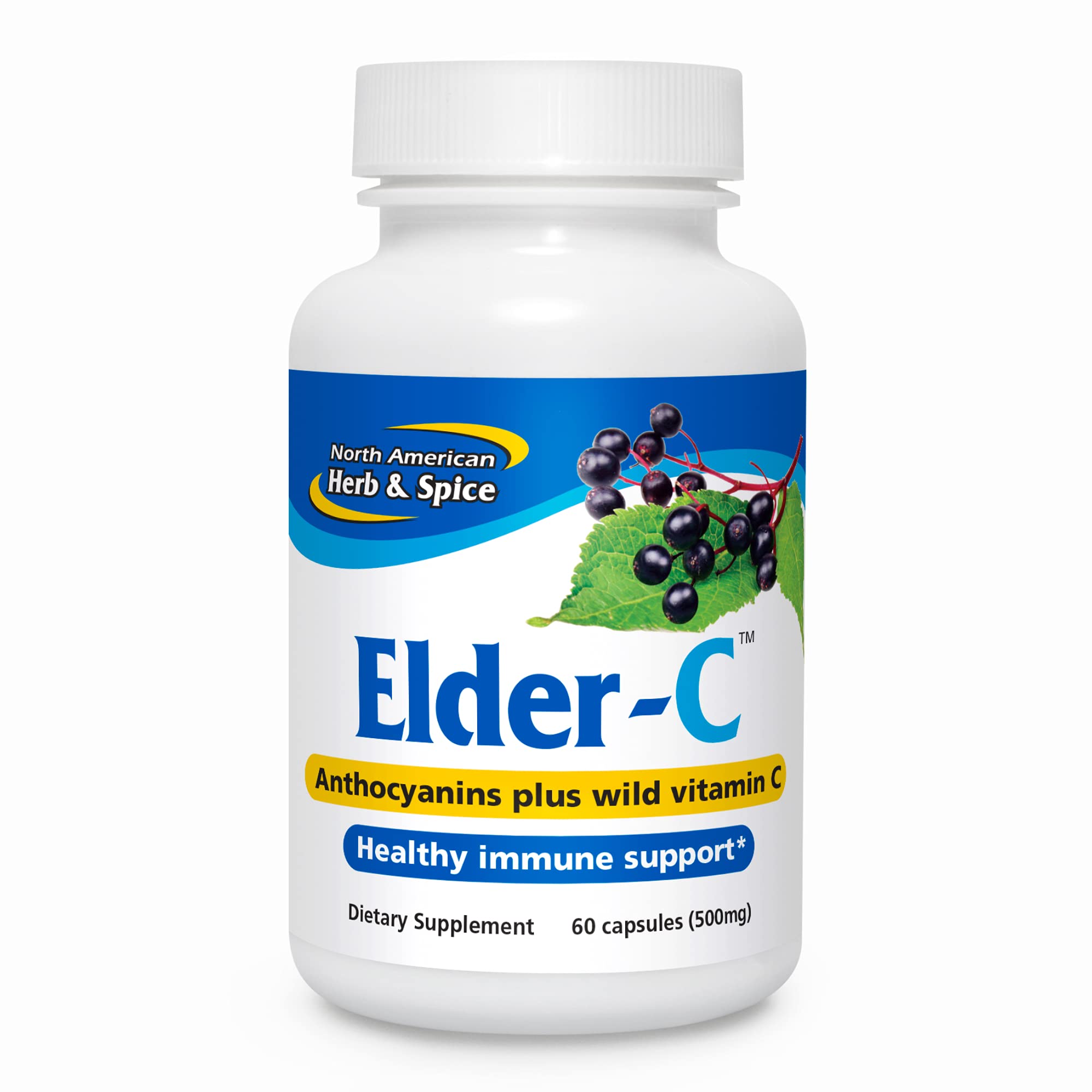 NORTH AMERICAN HERB & SPICE Elder-C - 60 Capsules - Elderberry Concentrate - Immune Support, Healthy Respiratory Response - Contains Oreganol P73 - Non-GMO, Gluten Free - 30 Servings