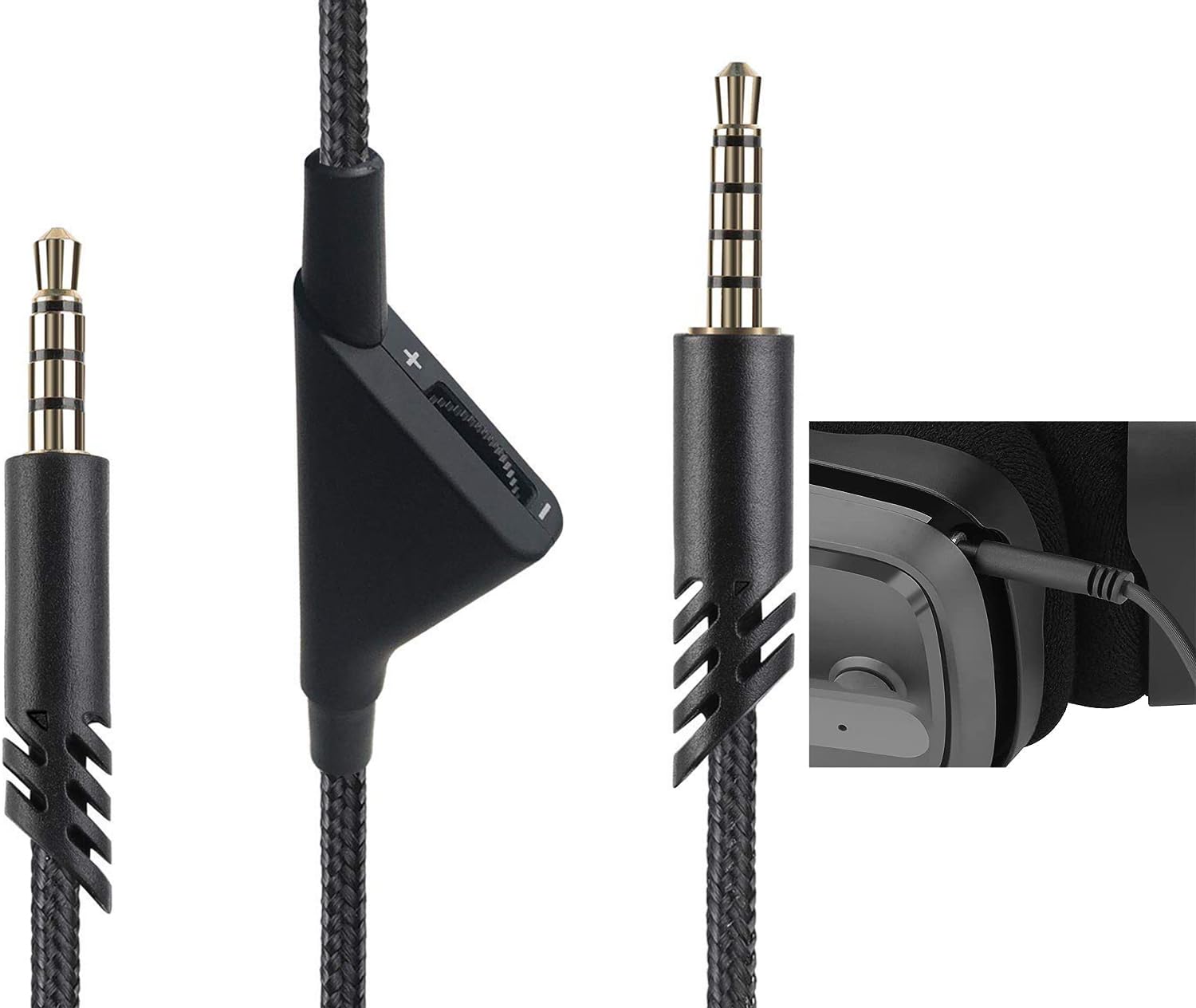 Knomix 2M 6.5 Feet Replacement Headset Cable Line with Volume Control for Astro A10/ A30/ A40/A50, Headset Cord Lead for PS5/ PS4/ Xbox Series X&S/