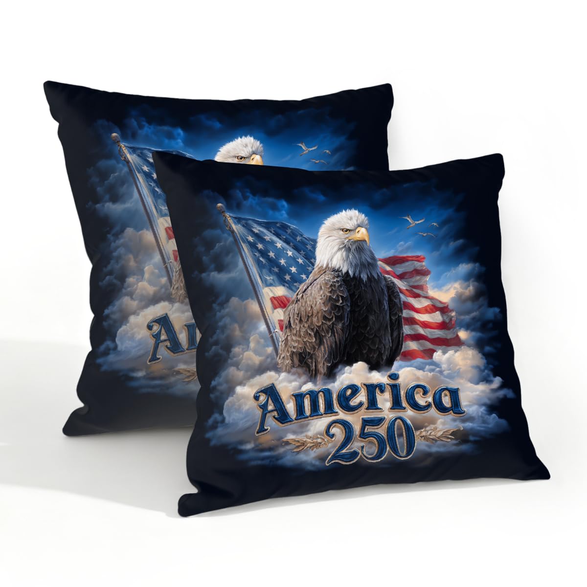 Outdoor Pillow Covers Waterproof Pillowcases 20x20in Set of 2 America-250th Independence Day Eagle Decorative Throw Cushion Case for Couch Sofa Garden Patio Furniture
