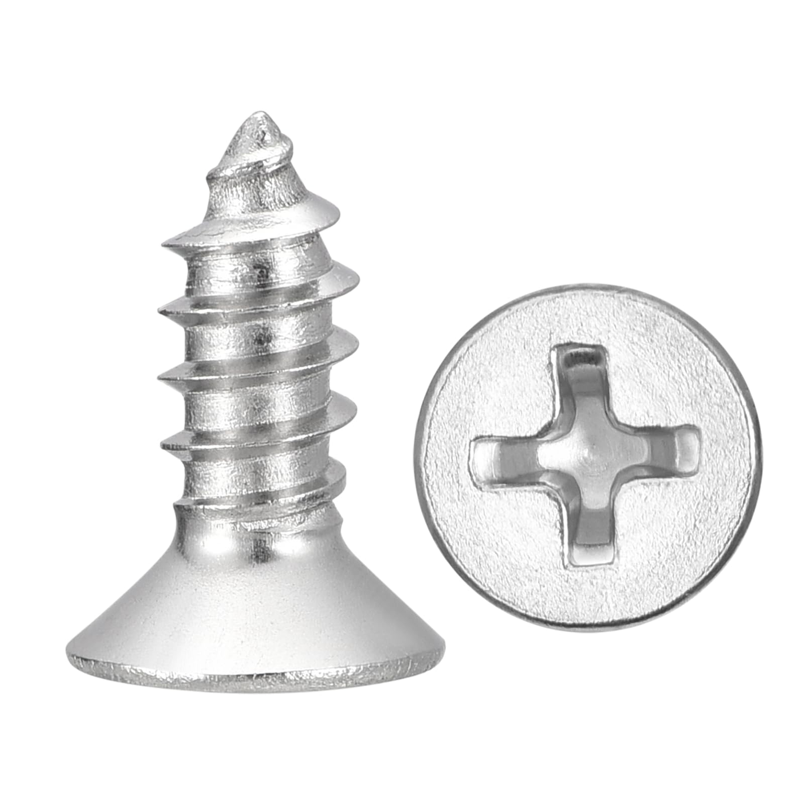 METALLIXITY Countersunk Phillips Wood Screw (#12x5/8") 20Pcs, 304 Stainless Steel Coarse Thread Phillips Drive Flat Head Wood Screws - for Furniture Installation Repair, Silver — image 1