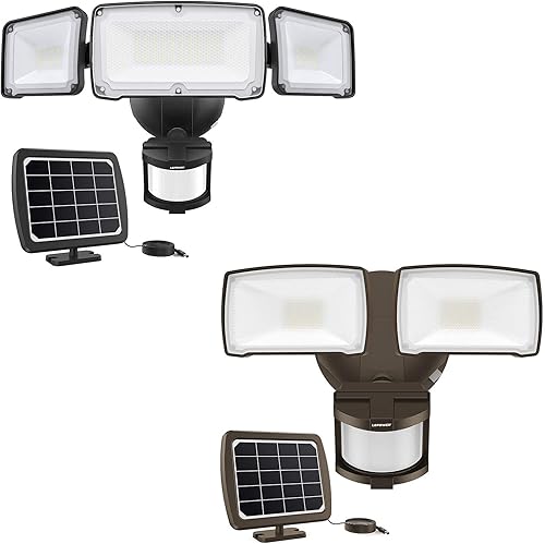 LEPOWER Luces de seguridad solares LED de 1600LM movimiento al aire libre y 1000LM luces de inundación solares movimiento al aire libre para patio,