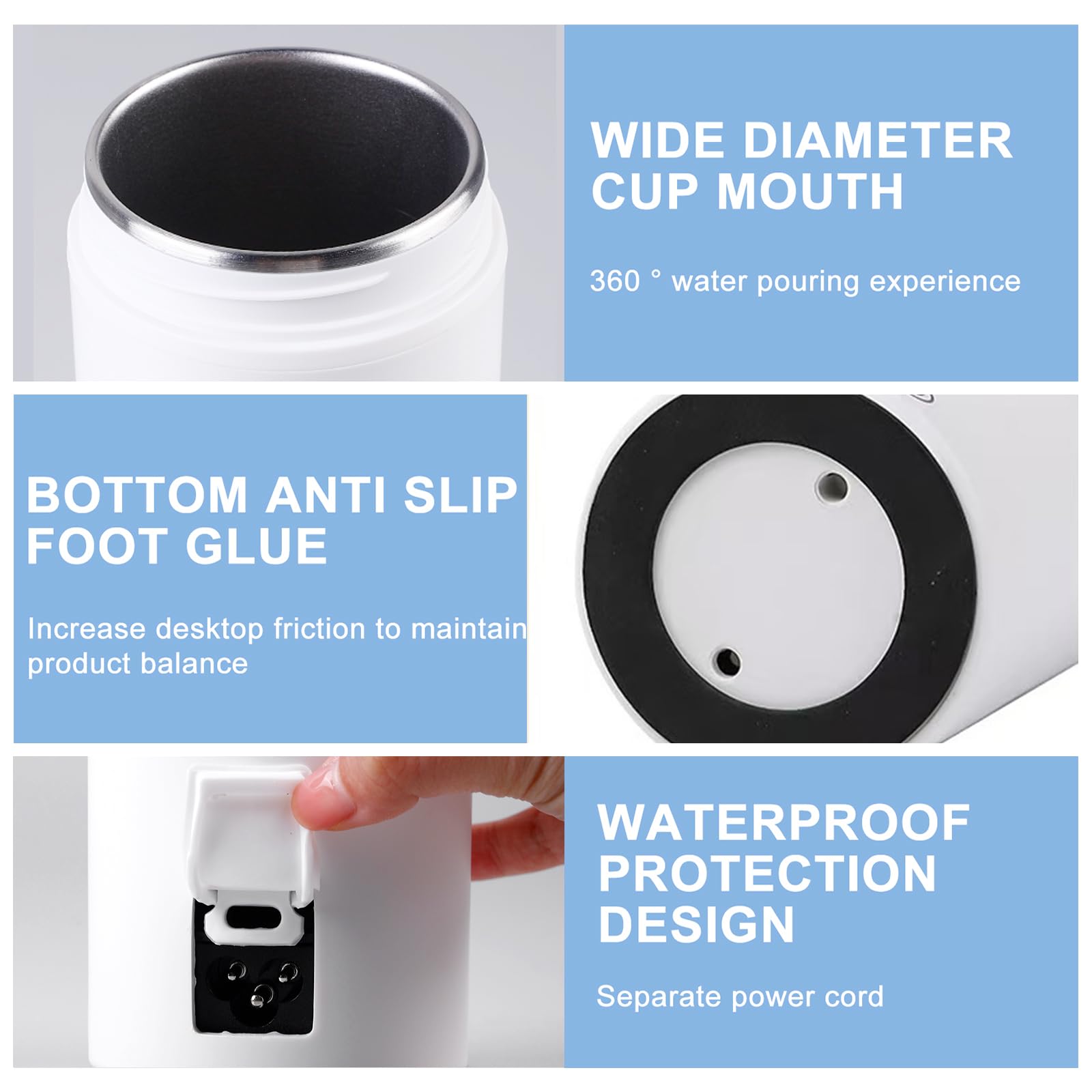 Hervidor de viaje pequeño, hervidor de agua de viaje de 500 ml, acero inoxidable 316, apagado automático, calentamiento rápido para té y café, compacto para viajes