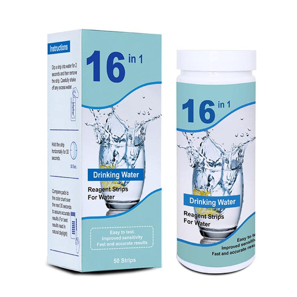 16 in 1 Drinking Water Test Kits High Sensitivity Test Strips detect-pH Hardness Chlorine Lead Iron Copper-Nitrate Water Testing Kits for Drinking Water ph
