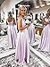 RYANTH Women's Silver Satin Bridesmaid Dresses for Wedding Dress Prom 2025 Long Split A Line Evening Gowns with Pockets Size 14