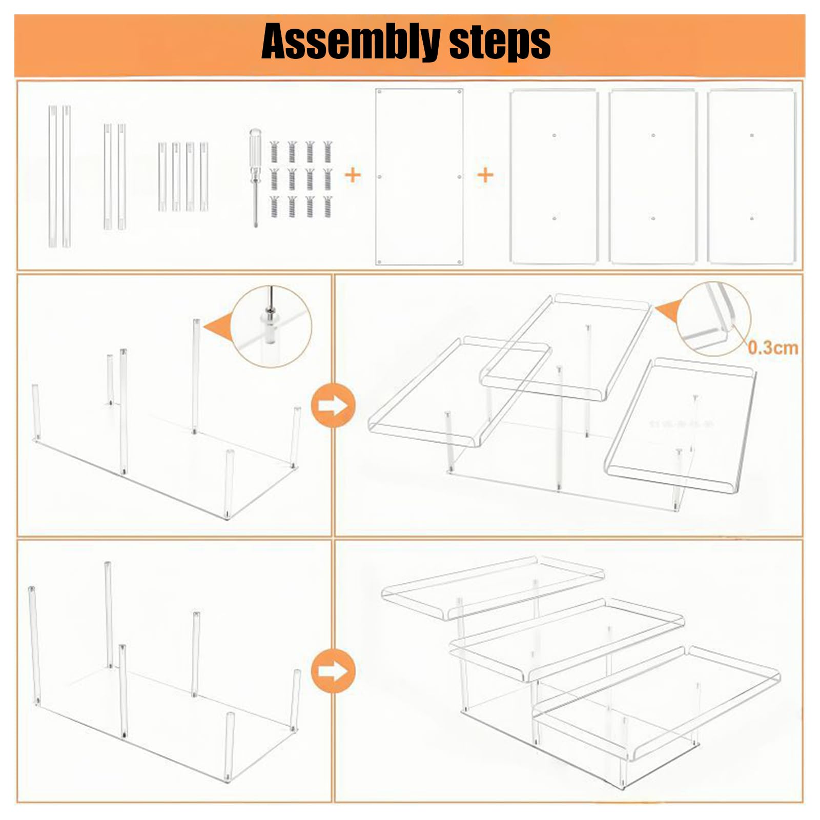 Moderna per Torte in Acrilico a 3 Livelli Scaffale Trasparente per Esposizione Dolci Forniture per Feste Piattaforma Servizio Stabile a più Strati Cucine domestiche Supporto per Torte