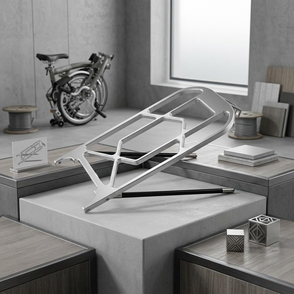 Brompton-Gepäckträger aus Aluminium, zusammenklappbar, 25 kg Tragkraft, mit Rad-Option (schwarz)