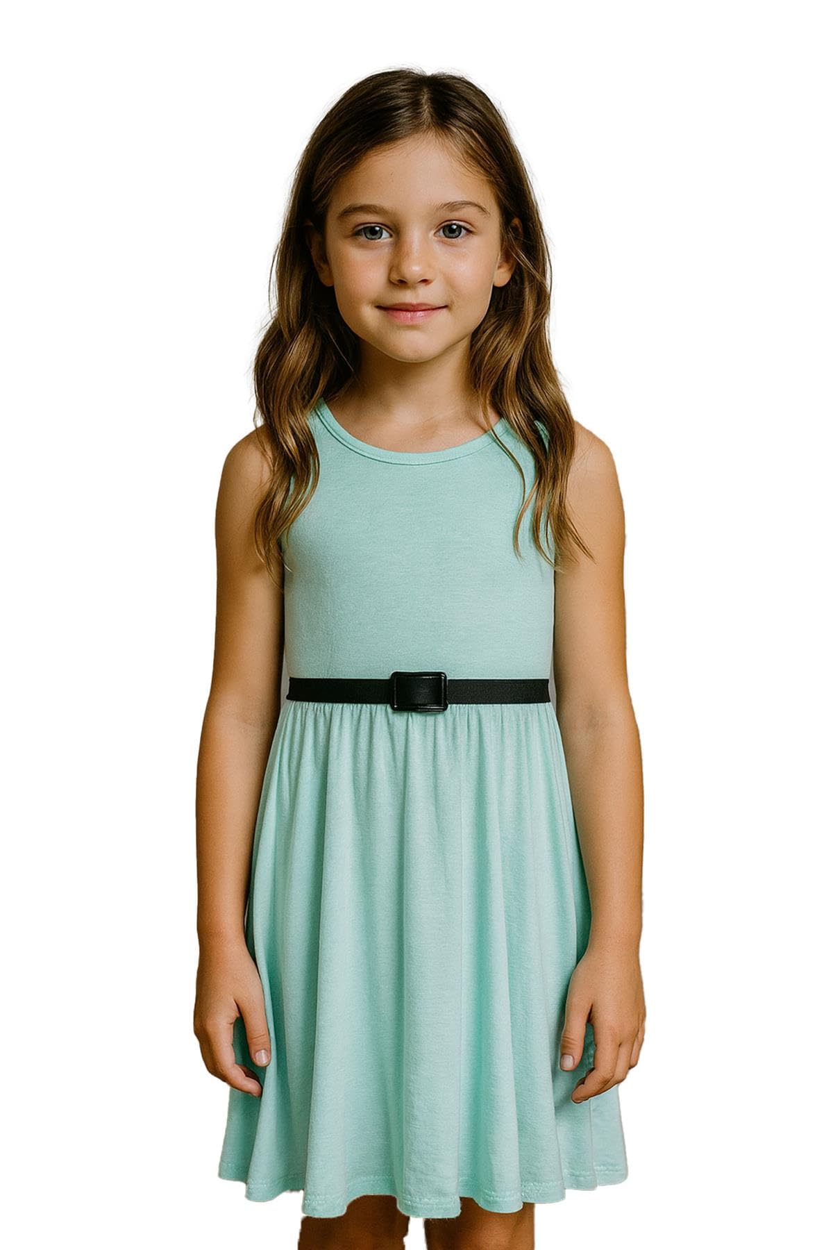 A2zkids (13 Years, Aqua) Girls Skater Dress Kids Party Dresses With Belt Blue