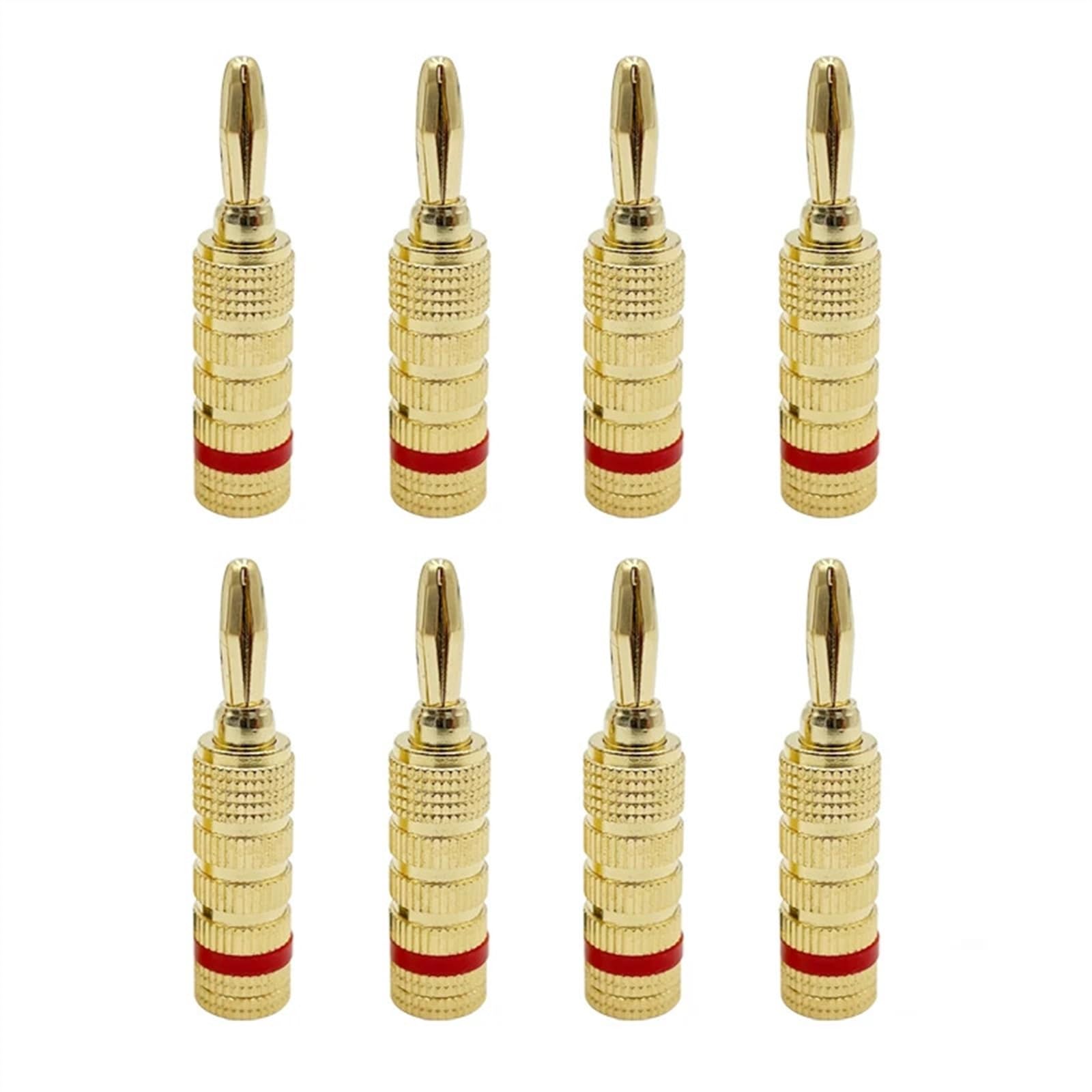 8 pièces/4 Paires fiche Banane 24K plaqué Or cuivre 4mm connecteur Banane mâle Haut-Parleur Prise Noir Rouge(8 Red)