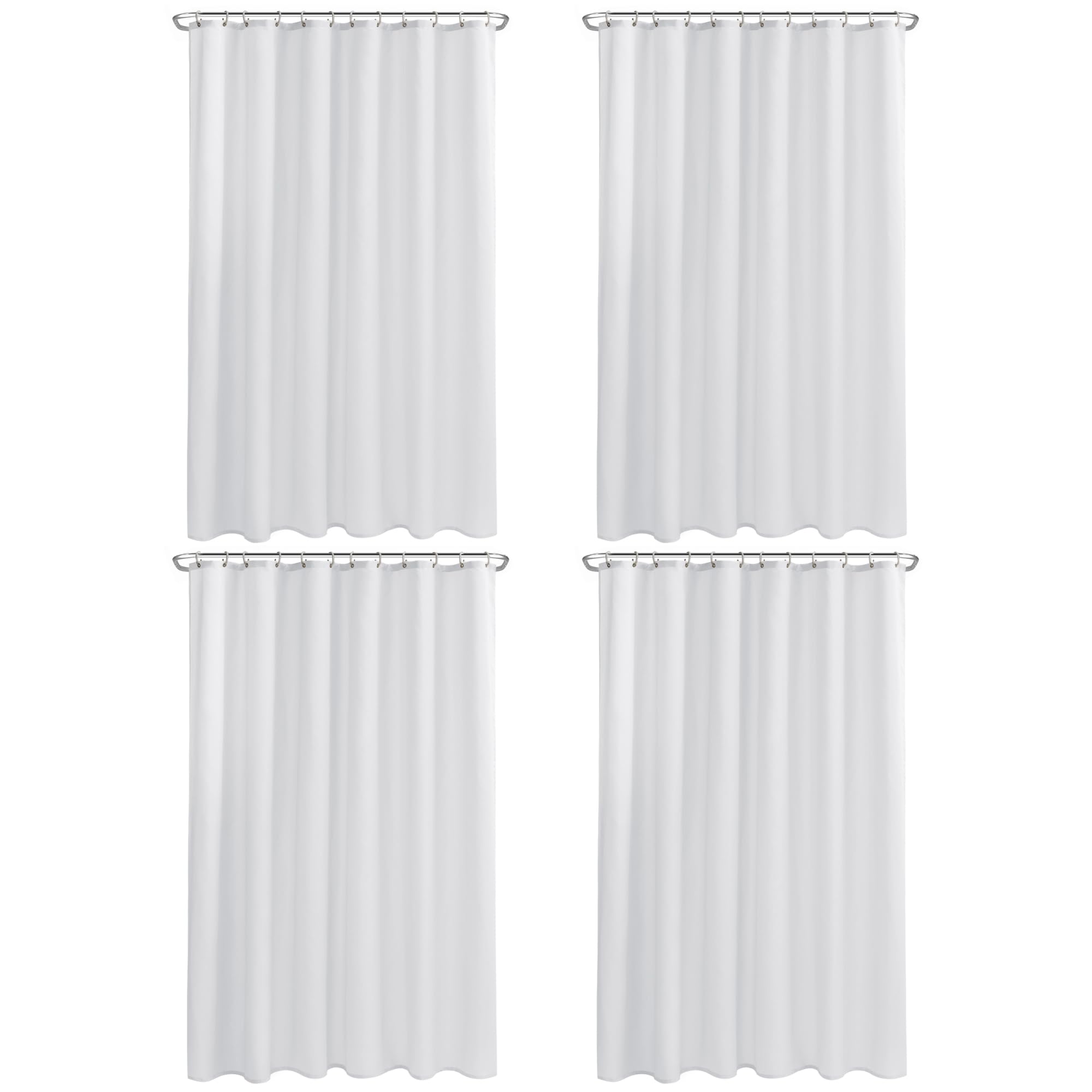 Nasitos Cortina de ducha de tela larga con imanes separados, paquete de 4, cortinas de ducha resistentes al agua y con peso para bañera, calidad de hotel suave, lavable a máquina (72 pulgadas de ancho